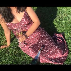 Floral print satin midi dress